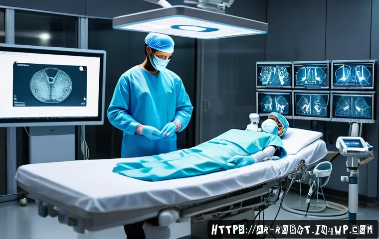 최신 로봇 수술 기술 트렌드 - A highly detailed and realistic surgical operating room scene set in a modern Middle Eastern hospita...