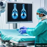 Home 20 의료 분야에서의 로봇 수술 시스템 활용 - A high-tech surgical robot with multiple articulated arms performing a precise operation inside a ho...