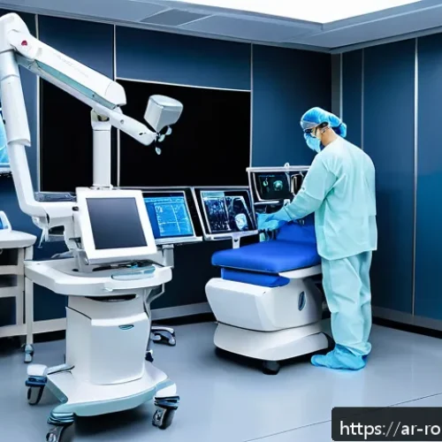 Home 31 로봇 수술 시스템 사용법 초보자 가이드 - A high-tech robotic surgery system setup in a modern operating room designed for an Arabic medical f...